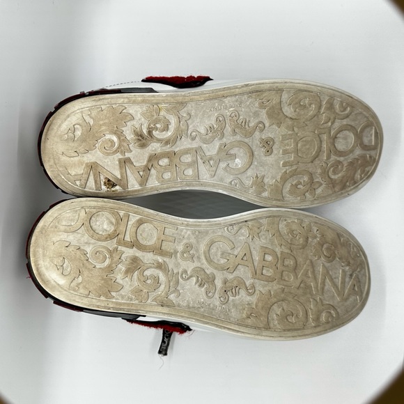 Dolce & Gabbana White Leather Portofino Gold RedHeart Low Top Sneakers Size 38 - Picture 13 of 13